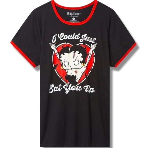 ❤️NWT VINTAGE TORRID BETTY BOOP HALLOWEEN RINGER TEE - MONSTER ZOMBIE PLUS SIZE - Picture 8 of 12